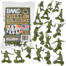 BMC Classic Marx Russian Plastic Army Men - OD Green 36pc WW2 Soldier Figures