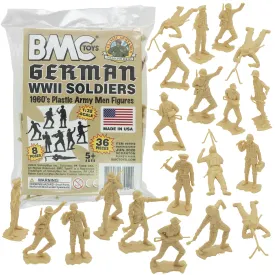 BMC Classic MPC German Plastic Army Men - Tan 36pc WW2 Soldier Figures - US Made