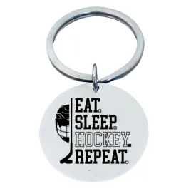 Hockey Keychain - Eat Sleep Hockey Repeat - Pick Shape