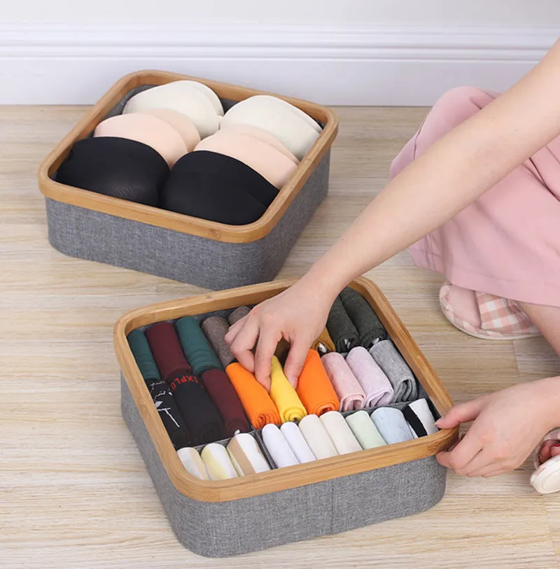 4 Cell Non-Lidded Square Underwear Storage Basket