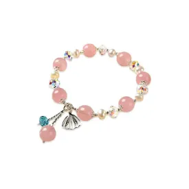 925 Silver Natural Rose Quartz Pearl Silver Shell Bracelet