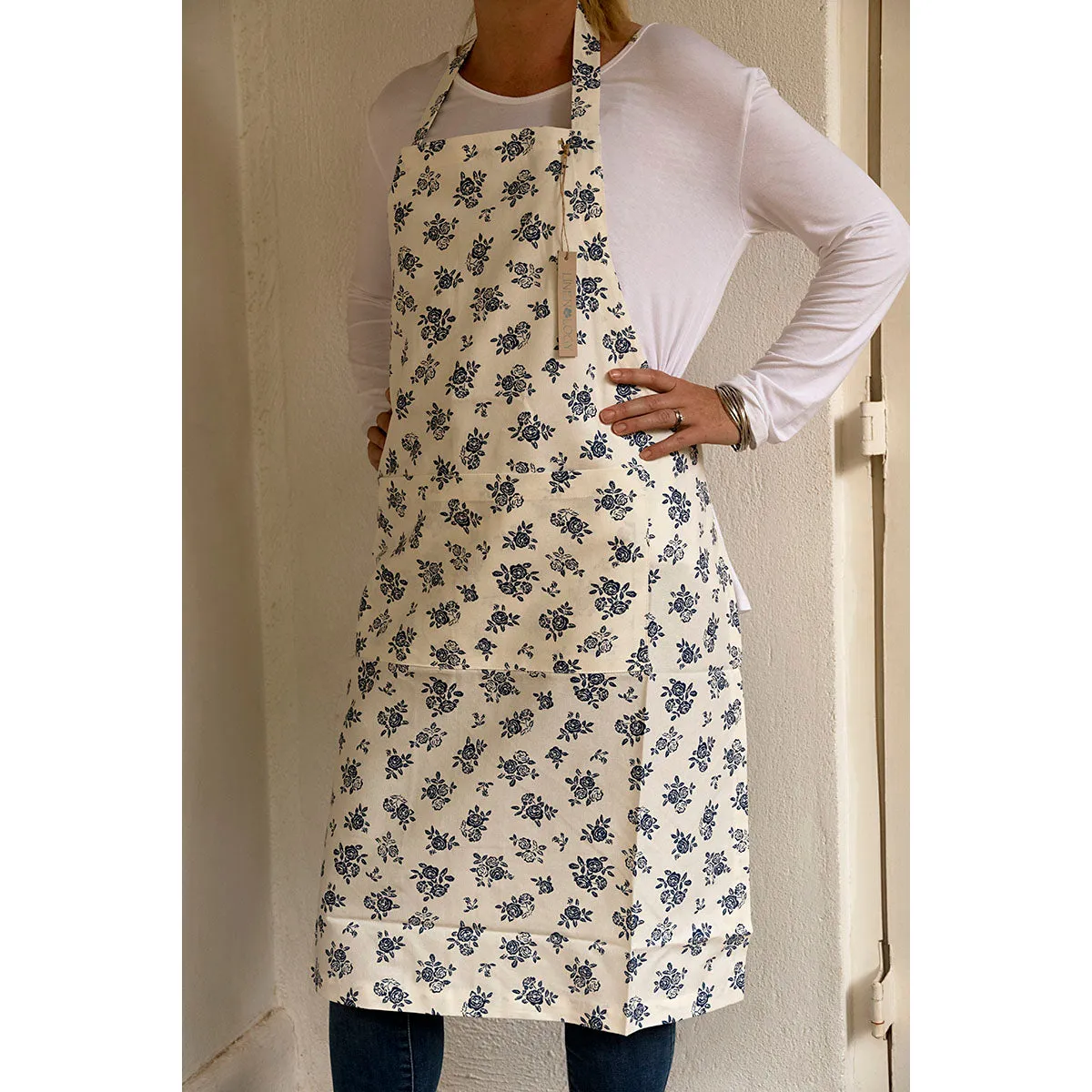 Apron-English Rose-Cream