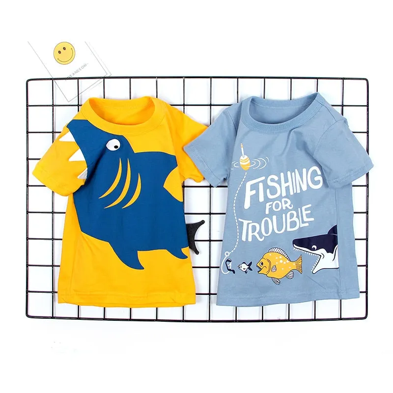 Baby T-Shirt: Fishing Shark Print