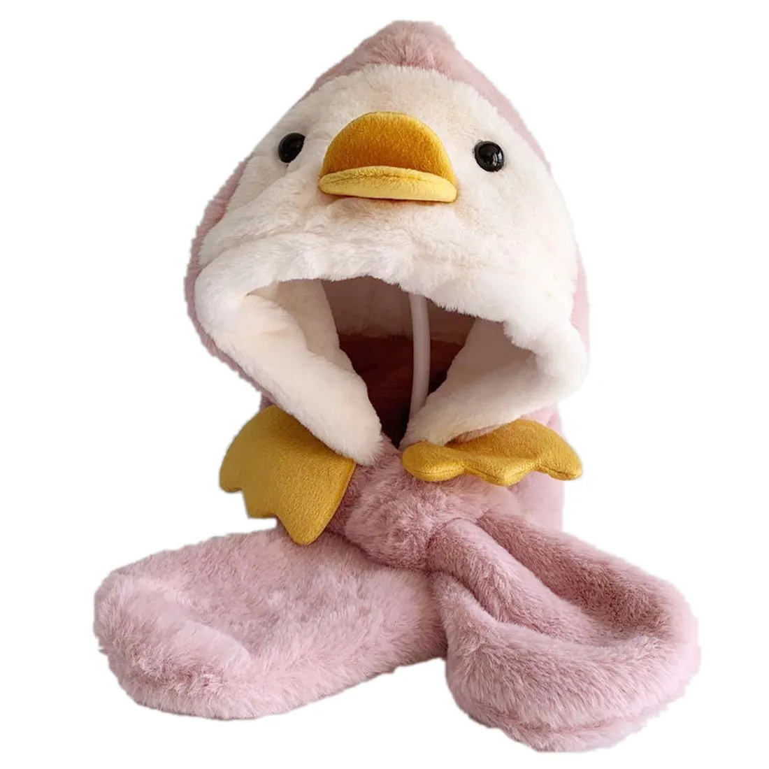 Babymoon Duck Winter Fleece Soft Cap with Scarf | Pink