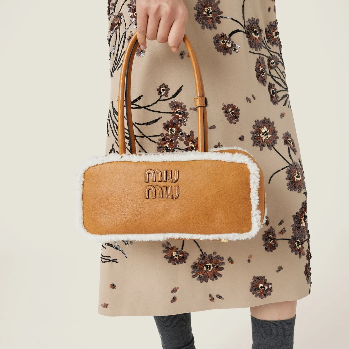 Beau Shearling Top-handle Bag