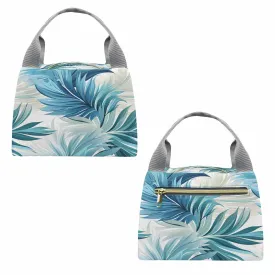 Blue Palms  Portable Lunch Bag-Grey Handle