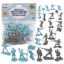 BMC Civil War Plastic Army Men - 26pc Battle of Gettysburg Soldier Figures