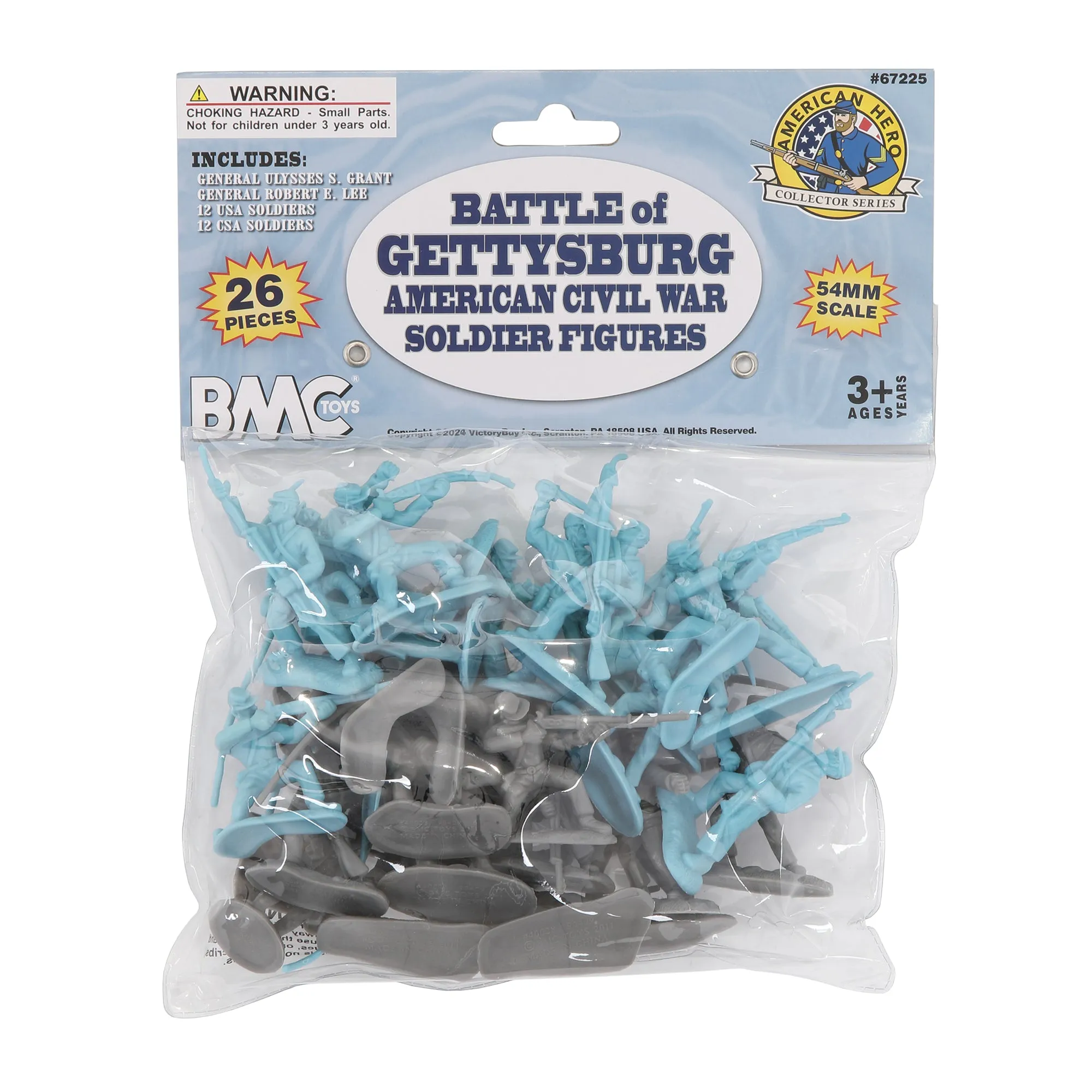 BMC Civil War Plastic Army Men - 26pc Battle of Gettysburg Soldier Figures