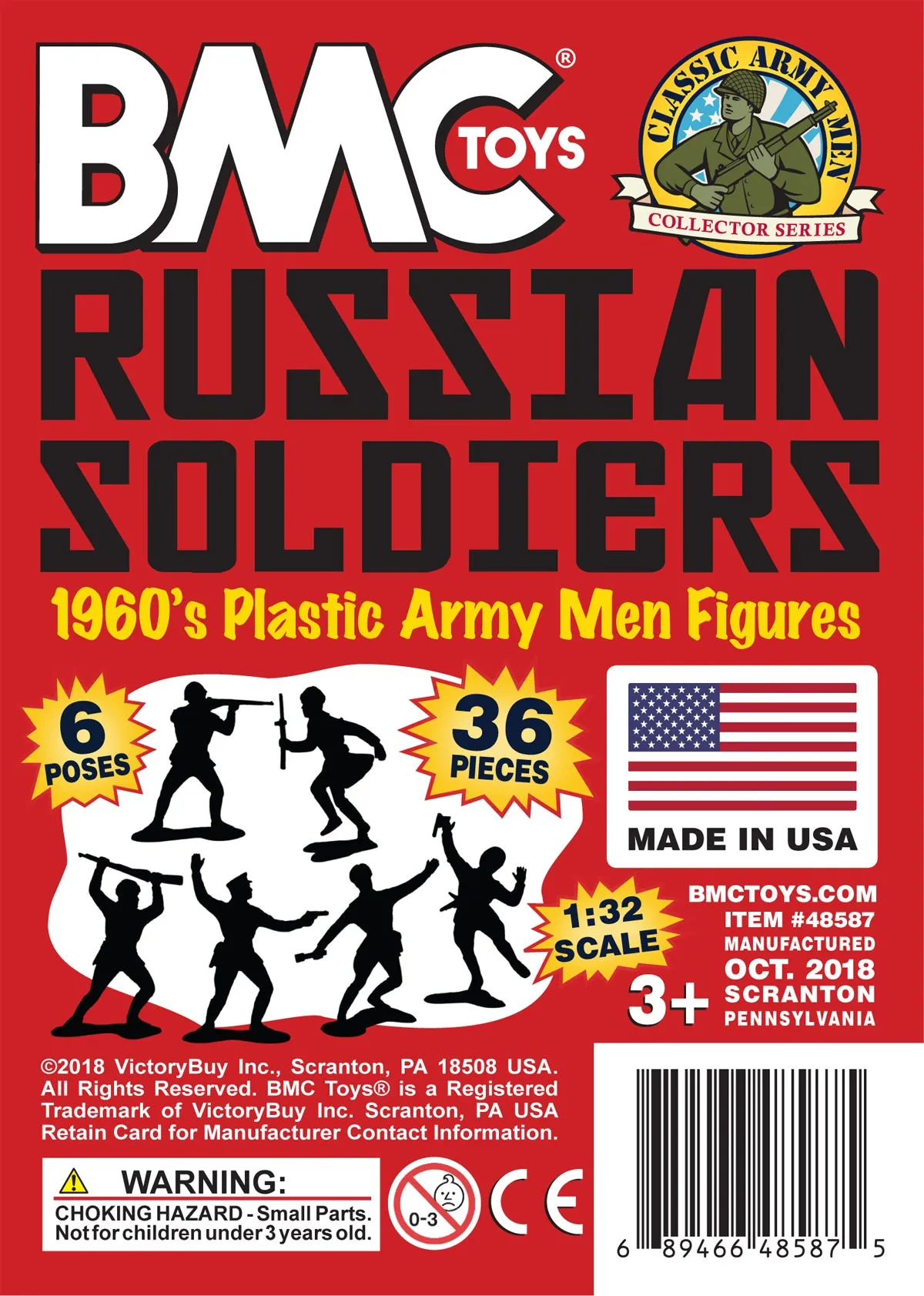 BMC Classic Marx Russian Plastic Army Men - 36pc WW2 Soldier Figures - USA Made