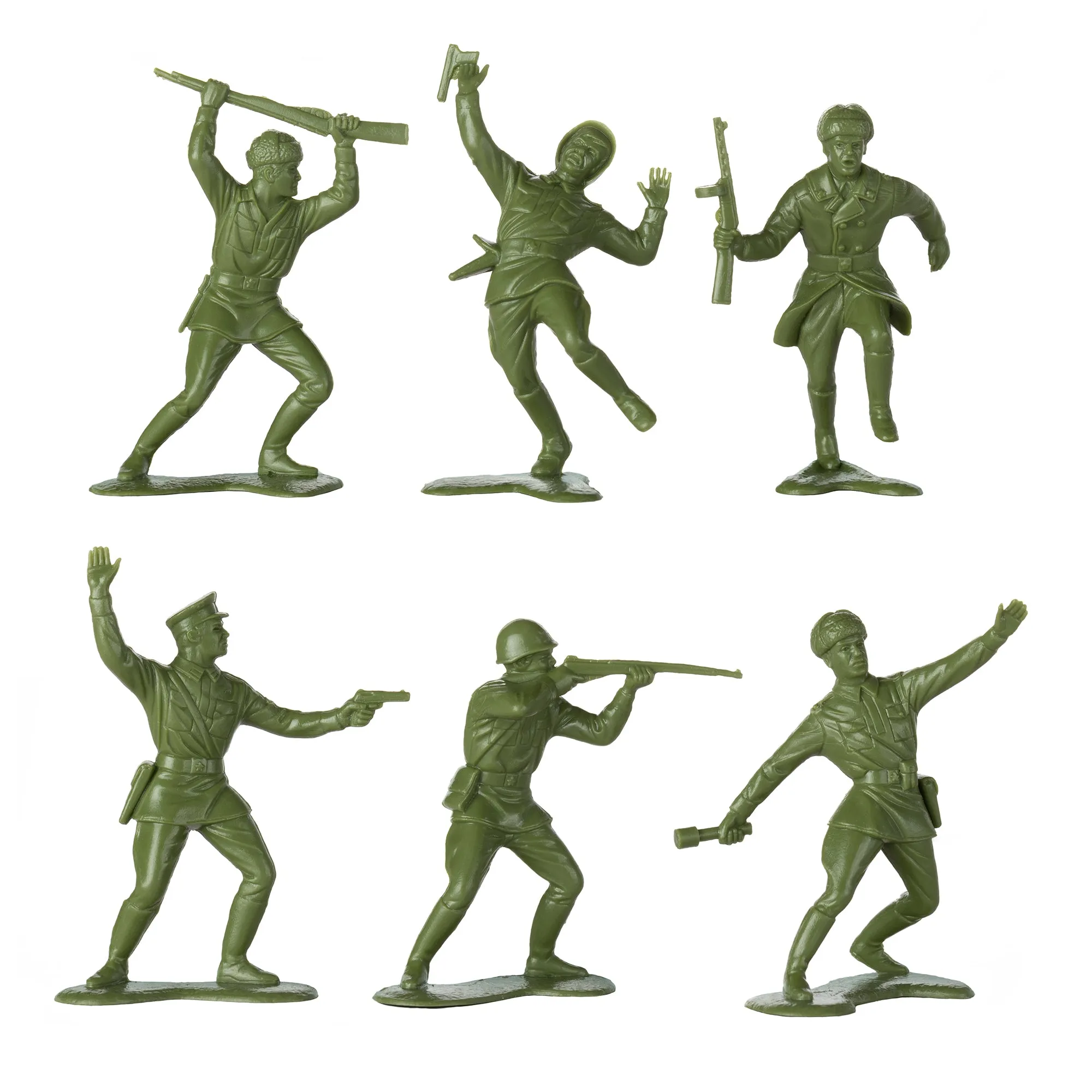 BMC Classic Marx Russian Plastic Army Men - OD Green 36pc WW2 Soldier Figures