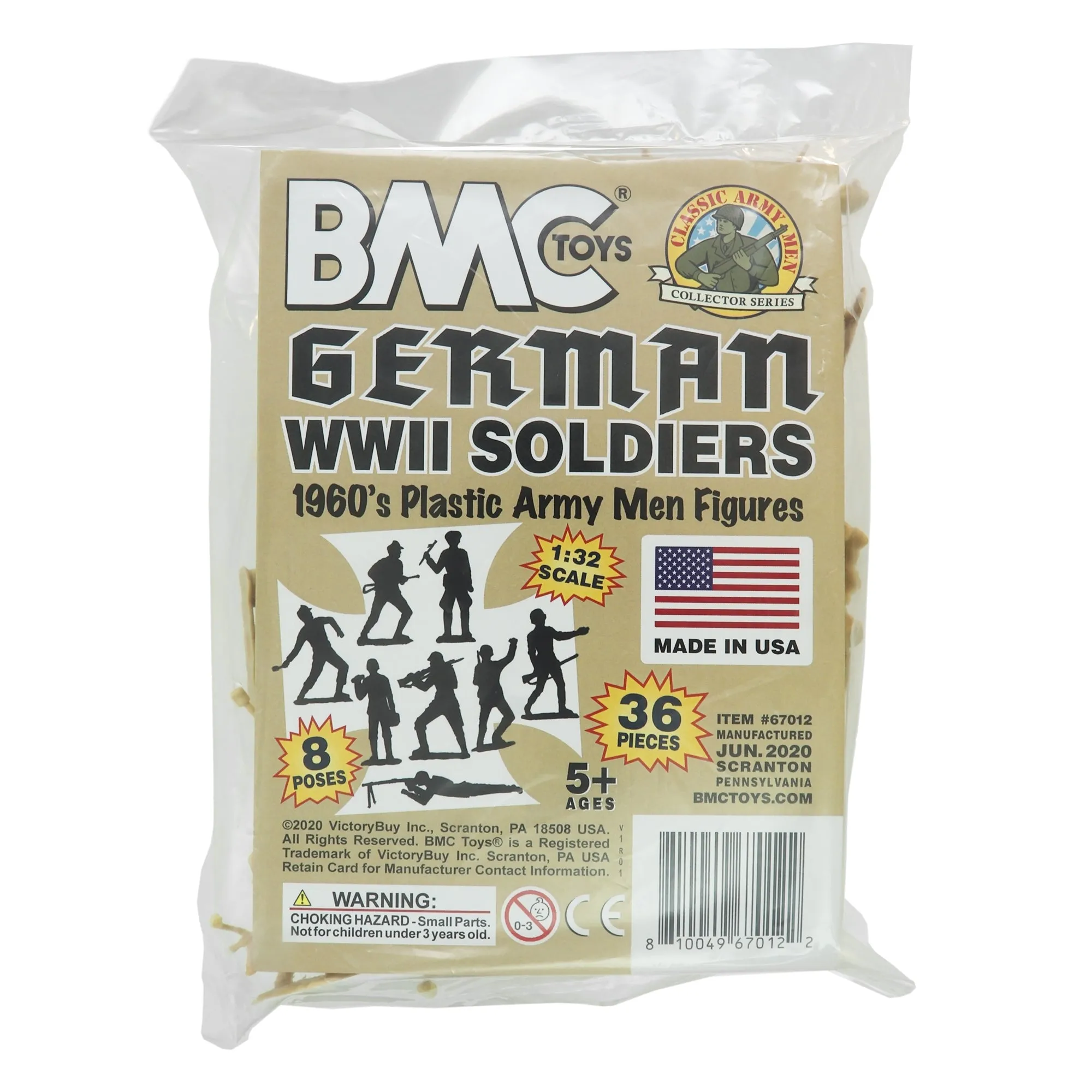 BMC Classic MPC German Plastic Army Men - Tan 36pc WW2 Soldier Figures - US Made