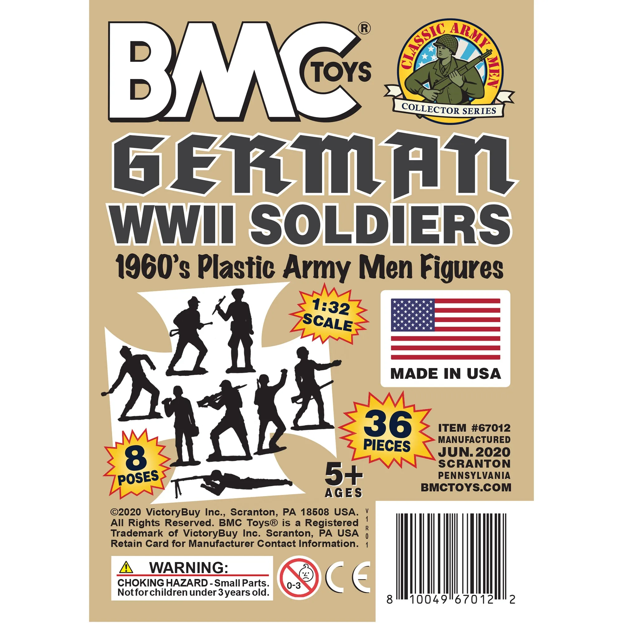 BMC Classic MPC German Plastic Army Men - Tan 36pc WW2 Soldier Figures - US Made