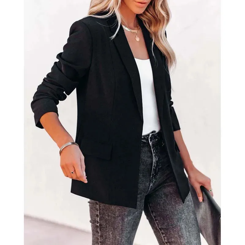 Casual Winter Office Autumn Fashion Long Sleeve Slim Fit Loose Solid Blazer