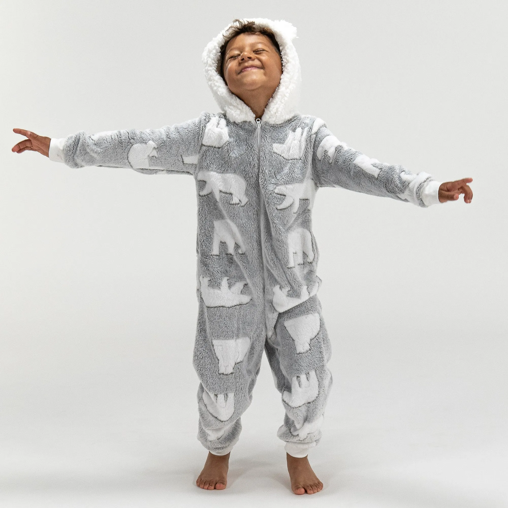 Children's Polar Bear Printed Fleece Onesie