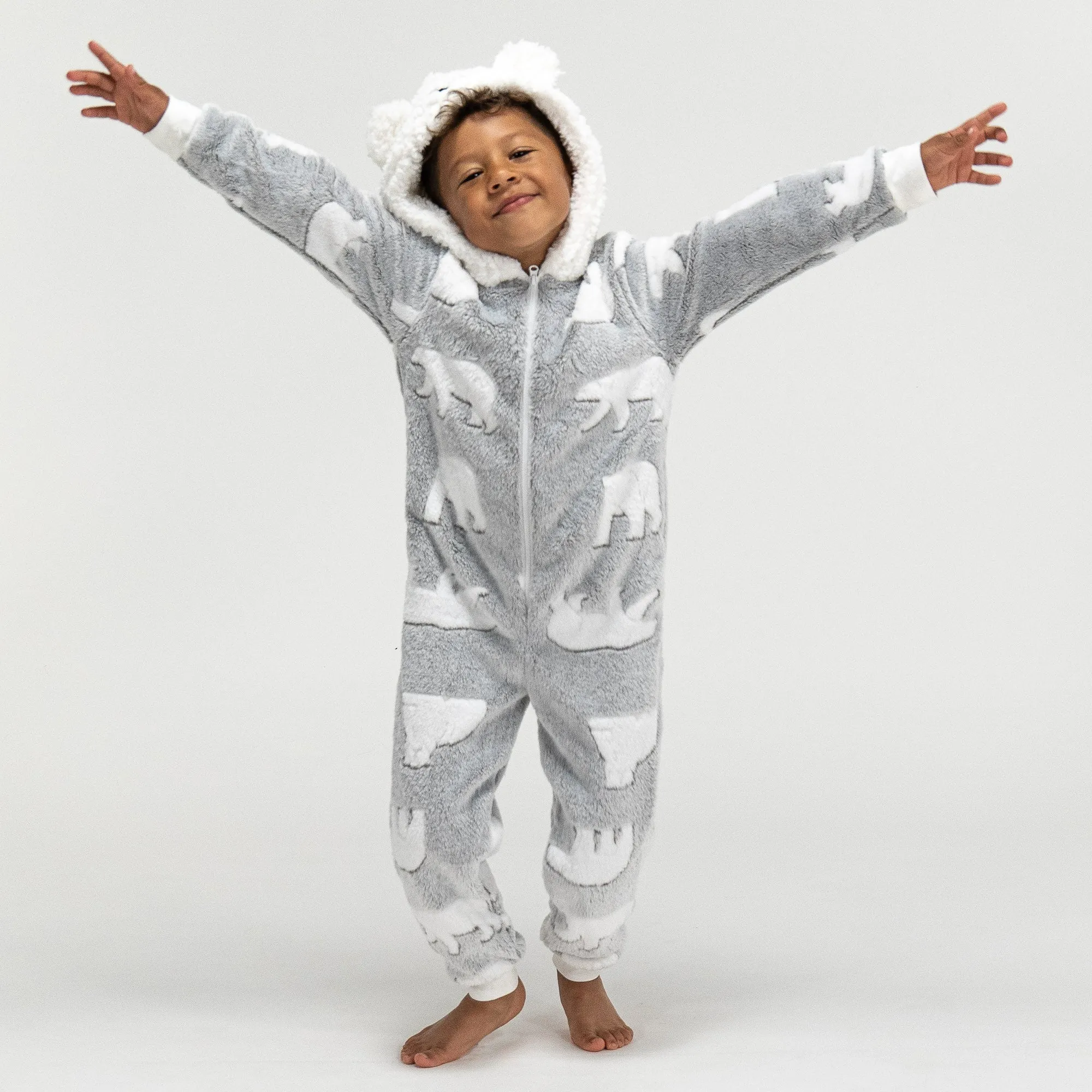 Children's Polar Bear Printed Fleece Onesie