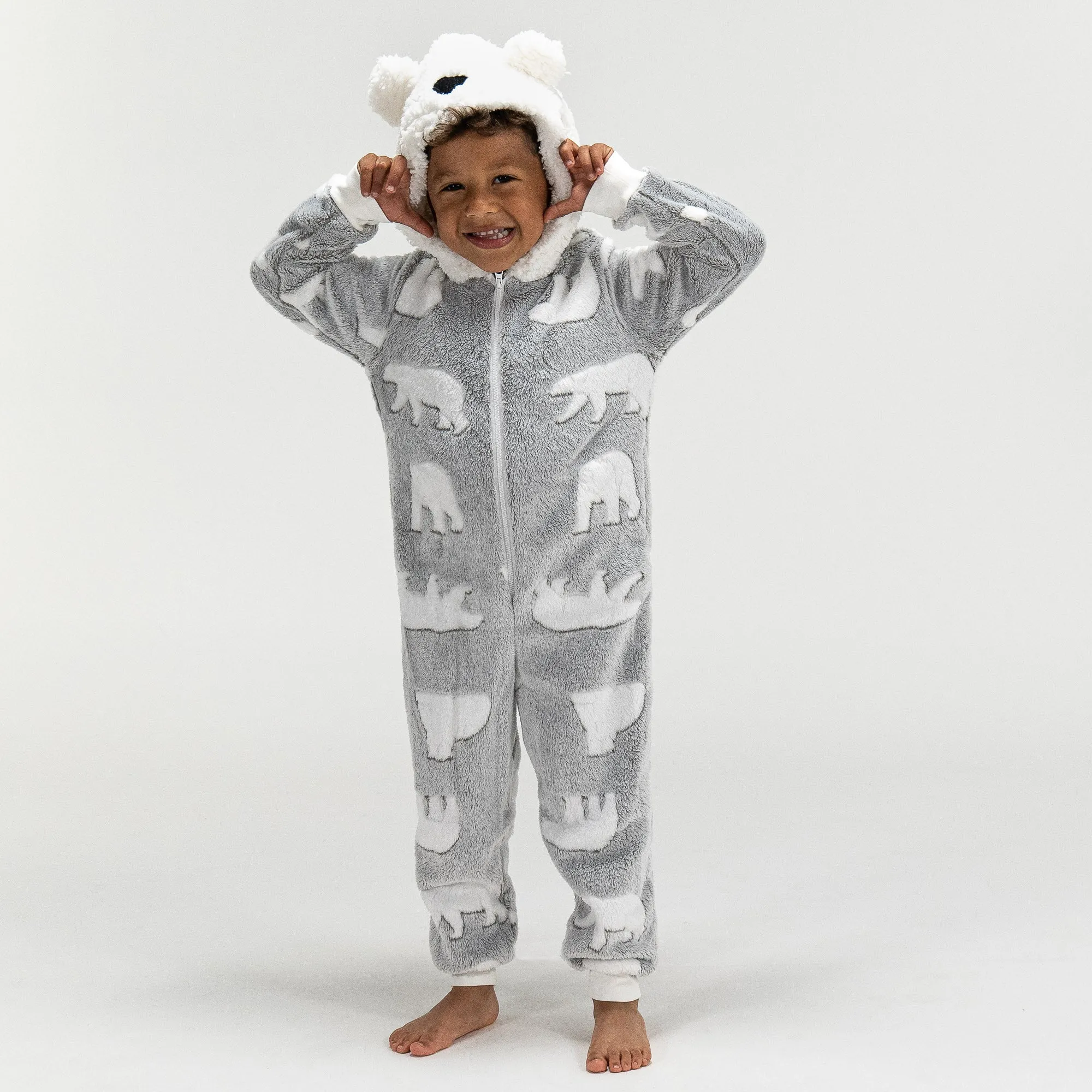 Children's Polar Bear Printed Fleece Onesie