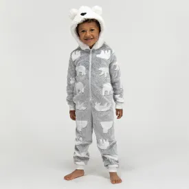 Children's Polar Bear Printed Fleece Onesie