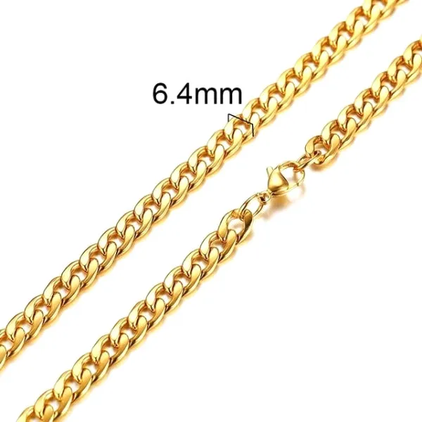 Classy Men 6.4mm Gold Curb Chain Necklace