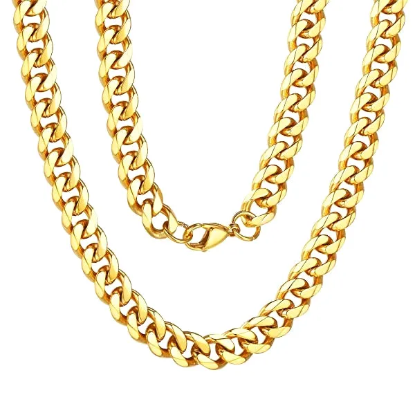 Classy Men 8mm Gold Curb Chain Necklace