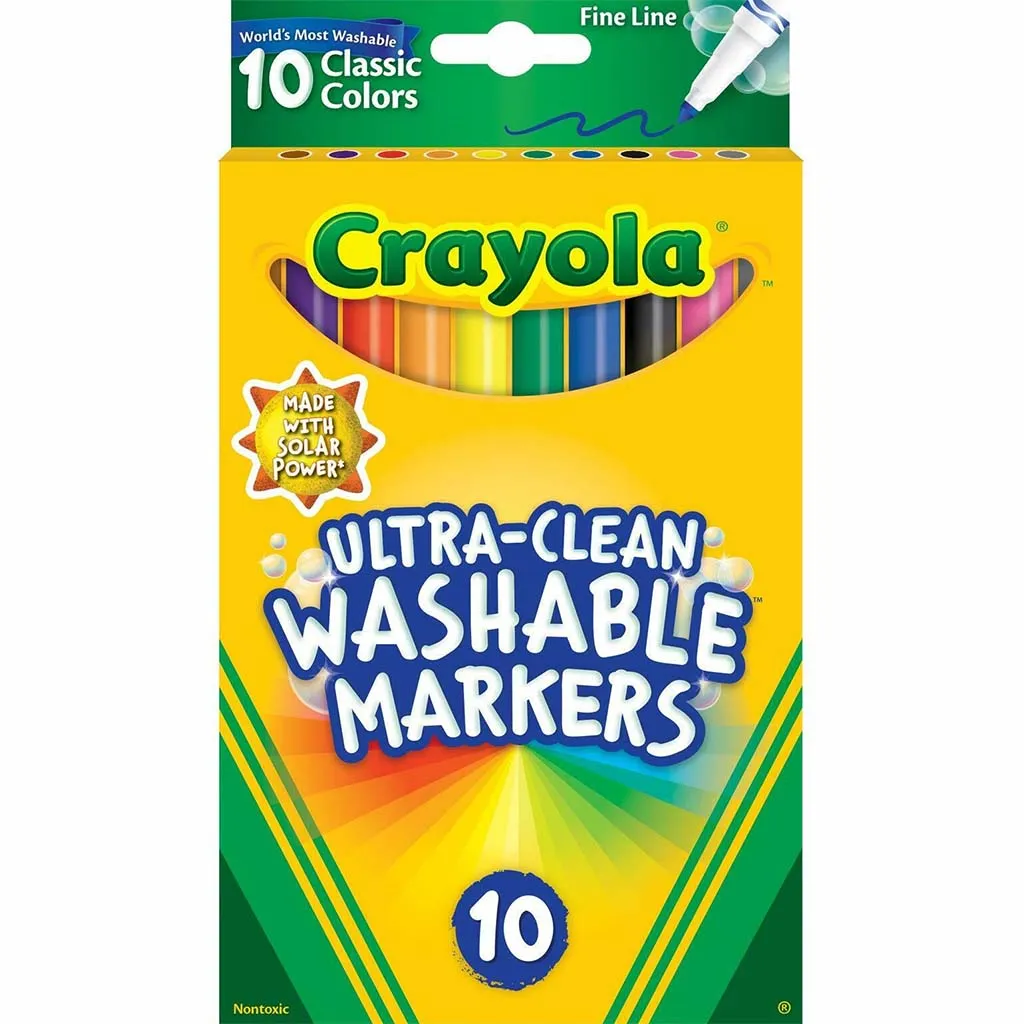 Crayola Ultra-Clean Fine Line Washable Markers-Classic Colors 10ct