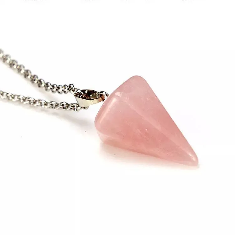 Crystal Wire Wrapped Necklaces, Rose Quartz, Amethyst, Opal Healing Stone Chakra Point Birthstone Gemstone Necklaces