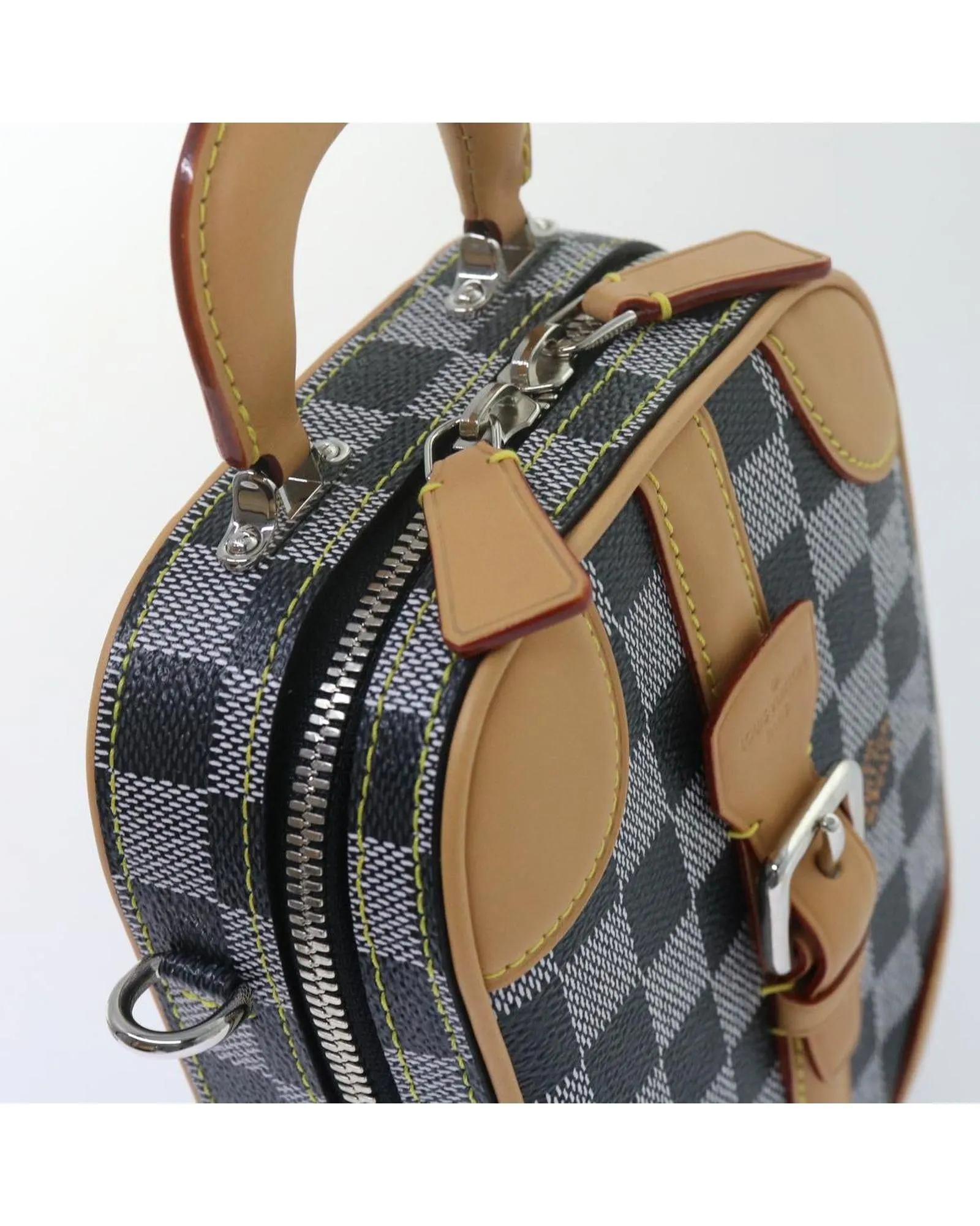 Damier Color Canvas Vertical Hand Bag with Shoulder Strap - Excellent Condition