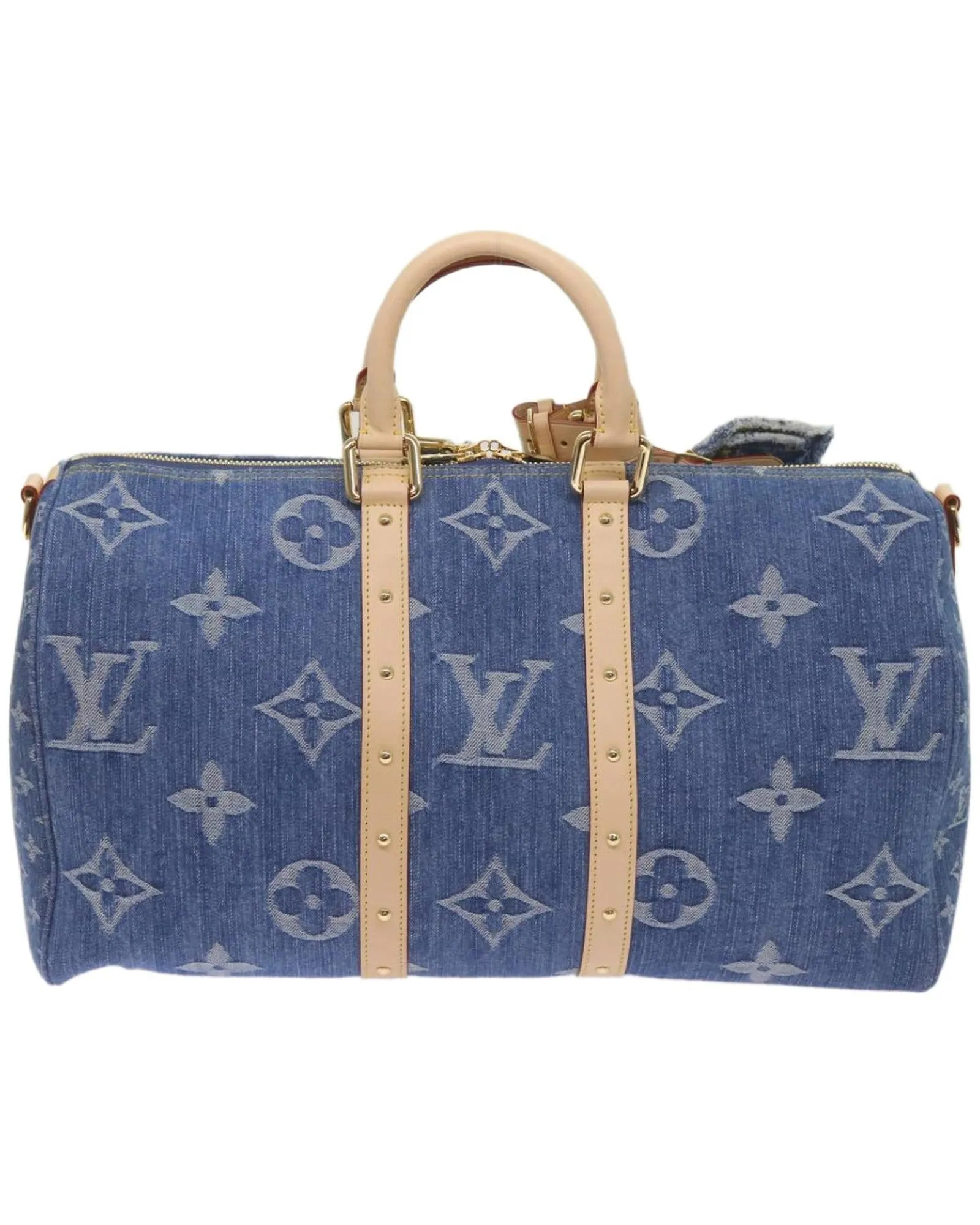 Denim Monogram Keepall Bag with Shoulder Strap by Louis Vuitton