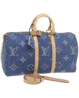 Denim Monogram Keepall Bag with Shoulder Strap by Louis Vuitton