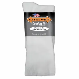 Extra Wide Comfort Fit Dress Socks in White