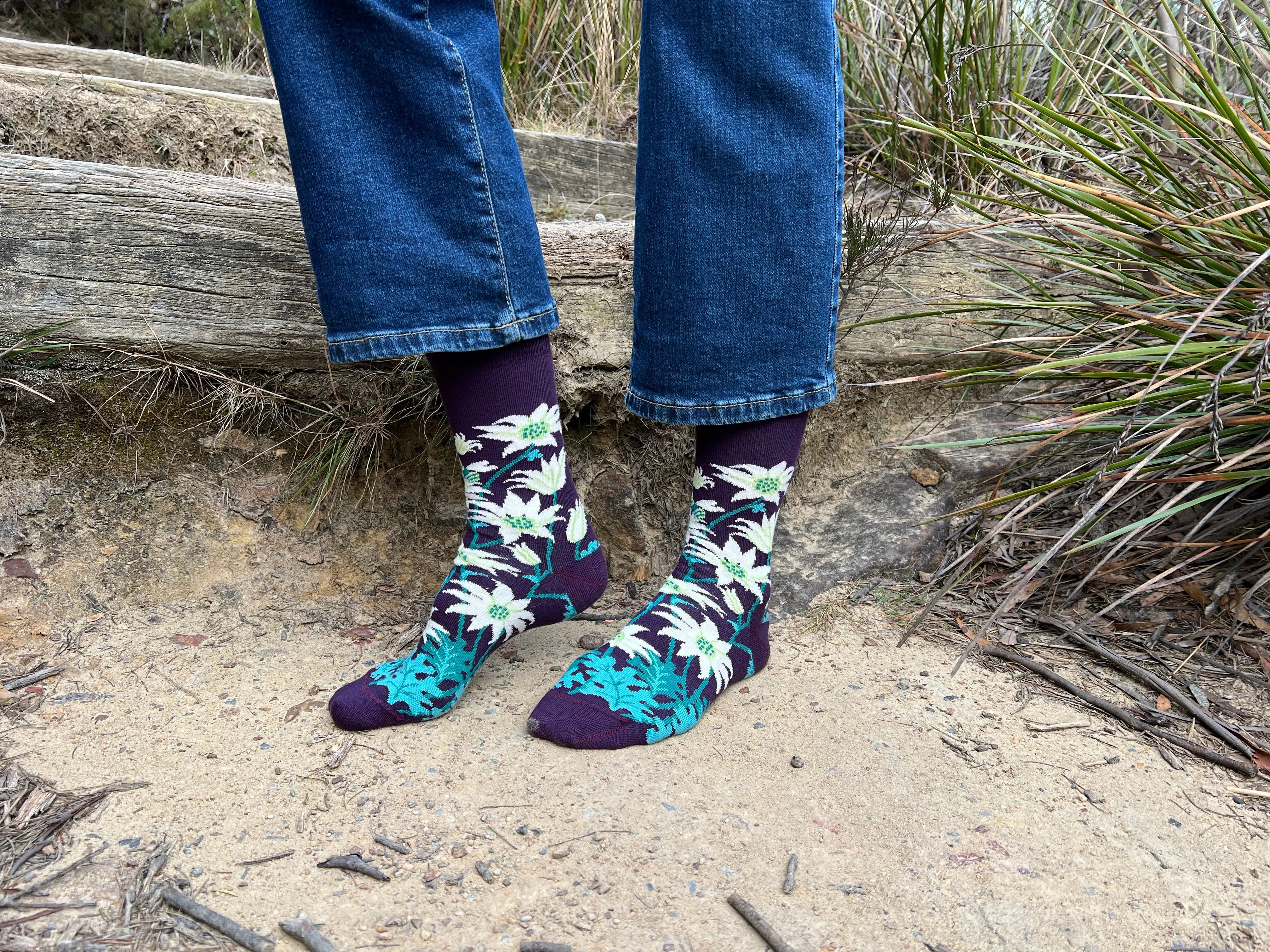 Flannel Flower Women's Crew Socks - Australian Botanical Range