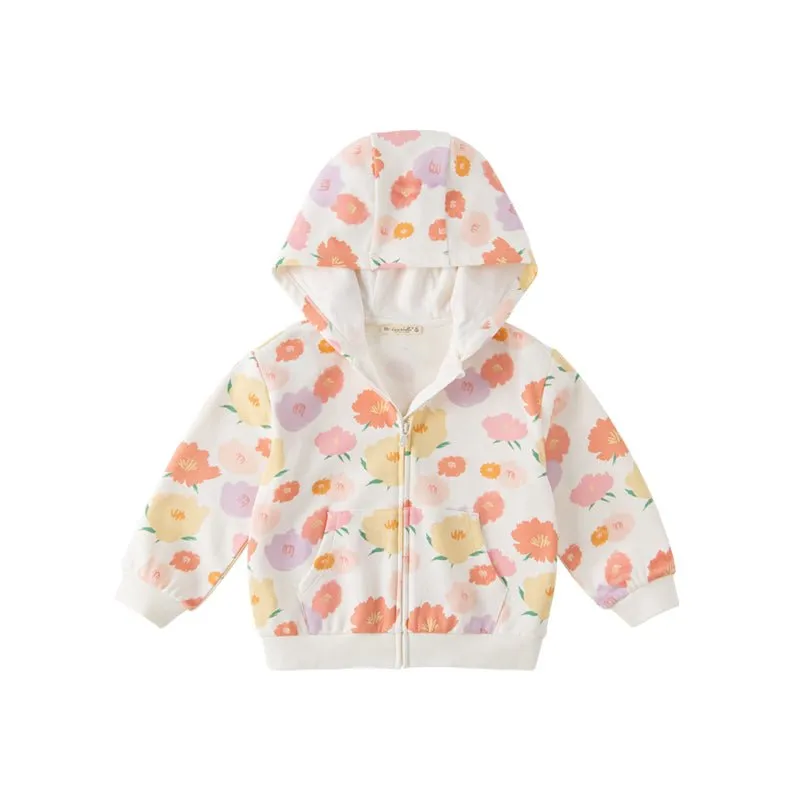 Flourishing Flowers Girl Zip Through Floral Hooded Jacket