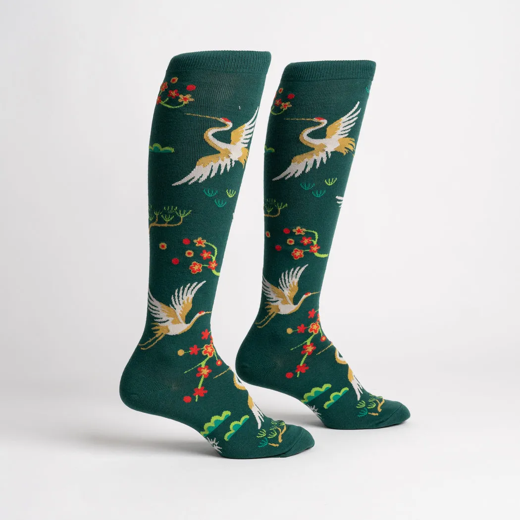 Flying Cranes Women's Knee High Socks