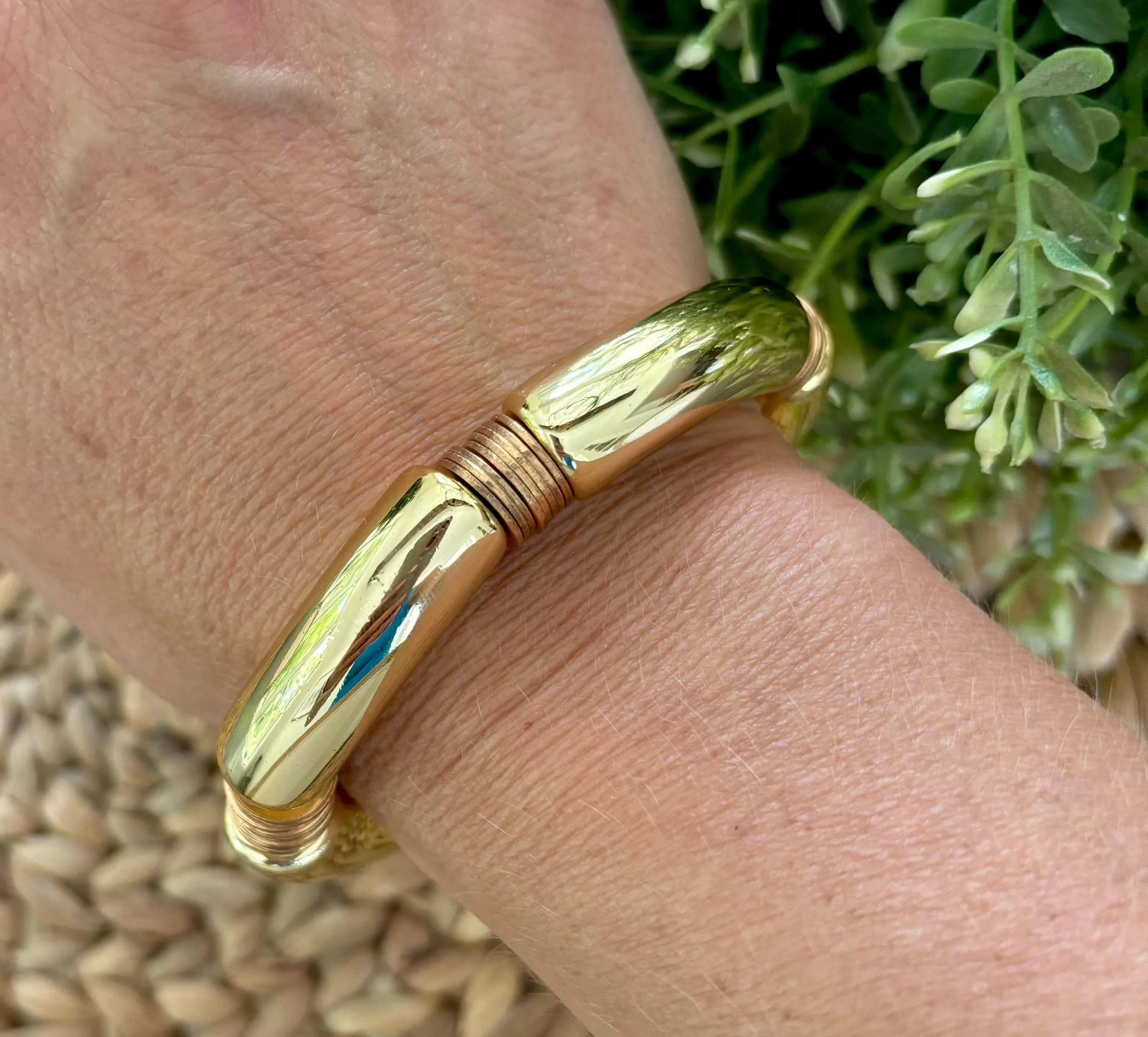 Gold Disc Tube Bracelet