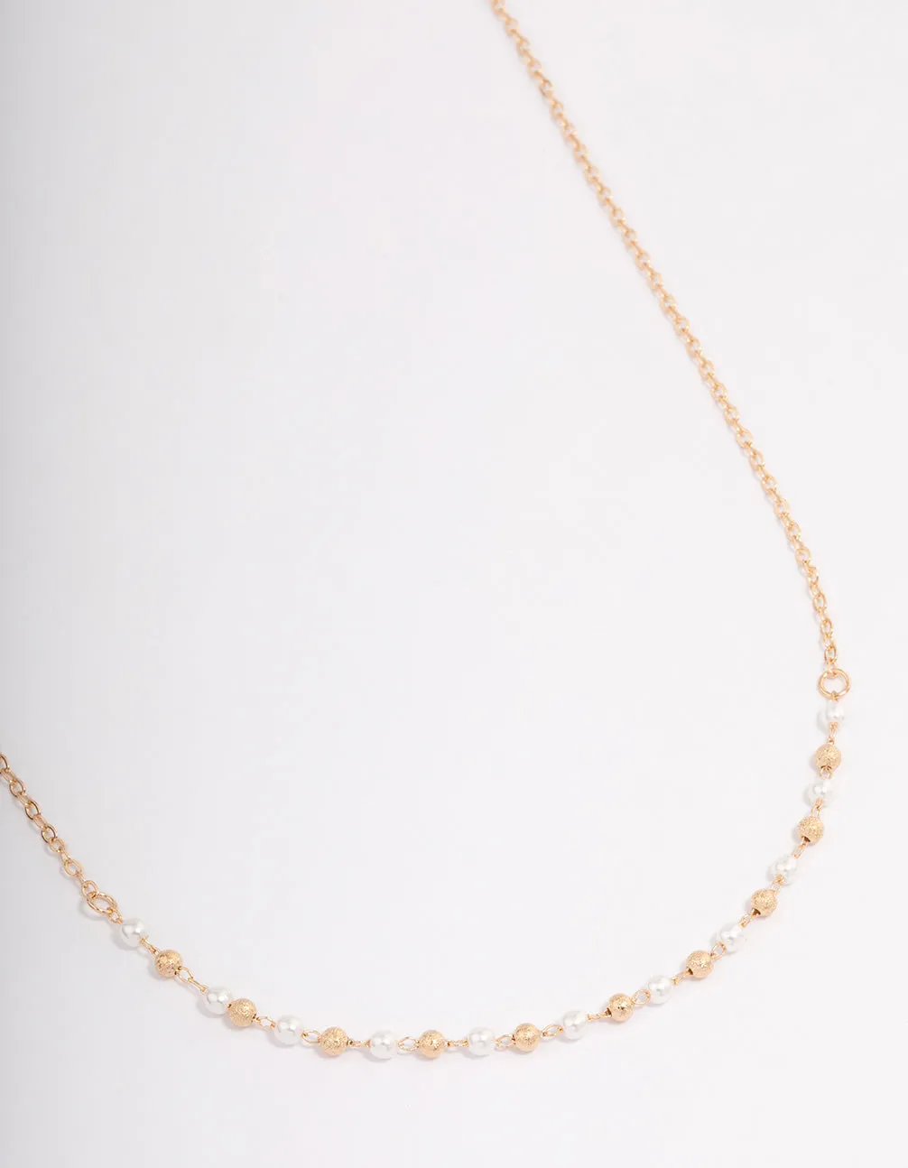 Gold Pearl & Gold Ball Necklace