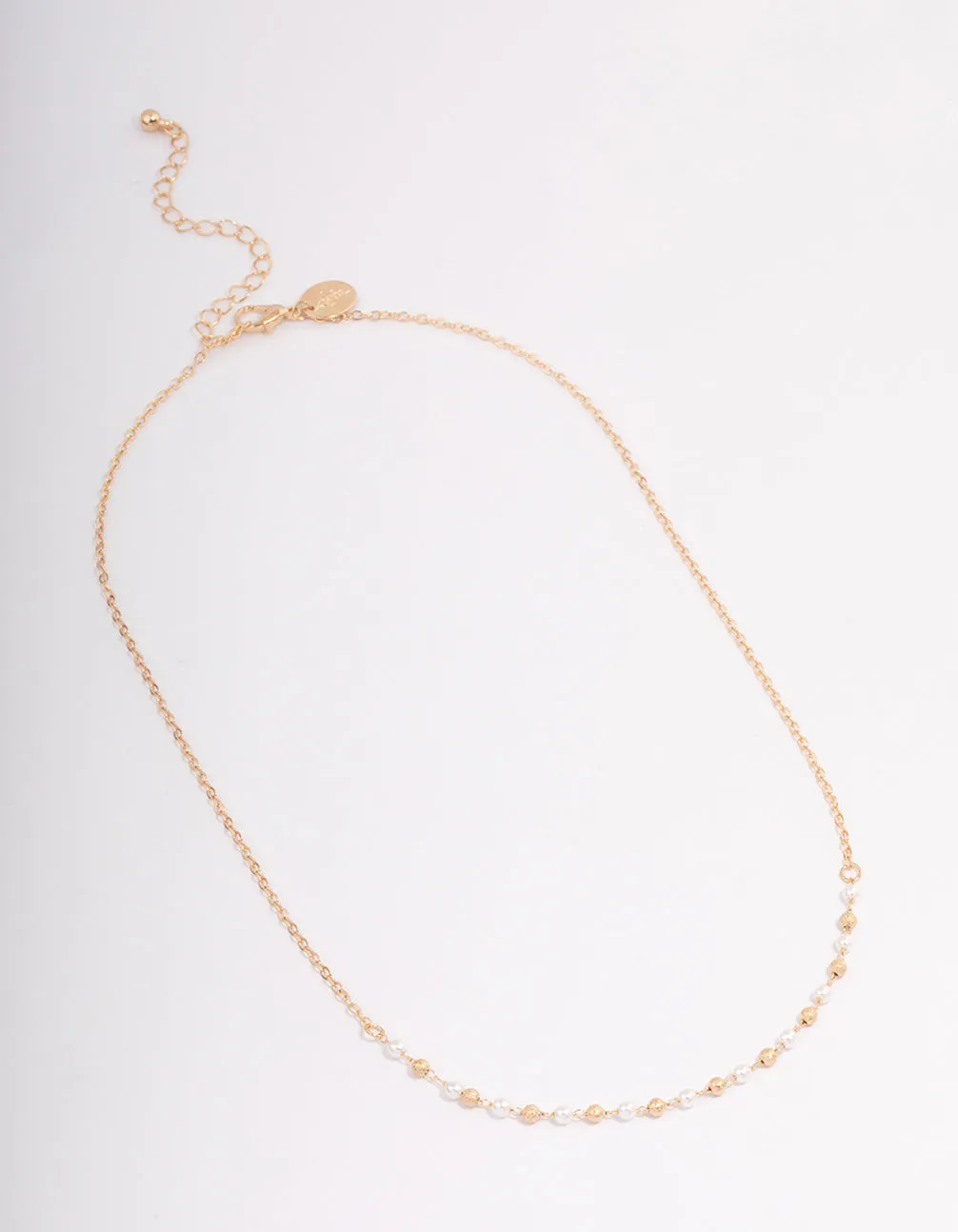 Gold Pearl & Gold Ball Necklace