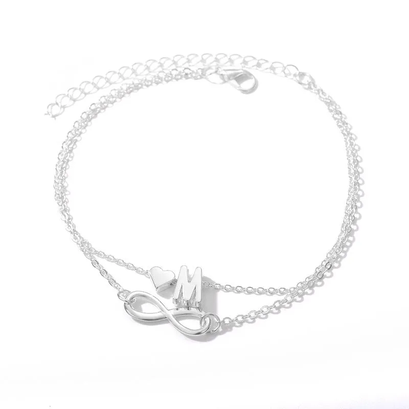 Initial Infinity Anklet Bracelet Christmas Gifts For Her 2023