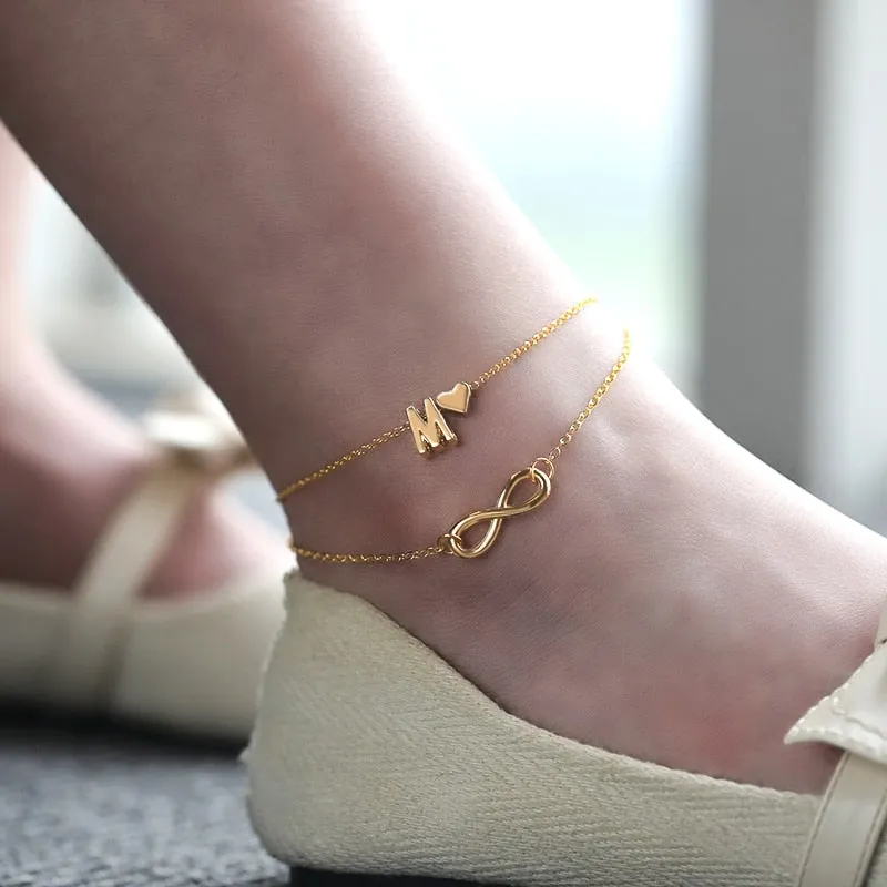 Initial Infinity Anklet Bracelet Christmas Gifts For Her 2023