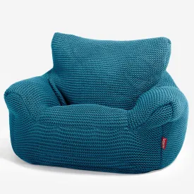 Kids Armchair Bean Bag for Toddlers 1-3 yr - Ellos Knitted Petrol Blue