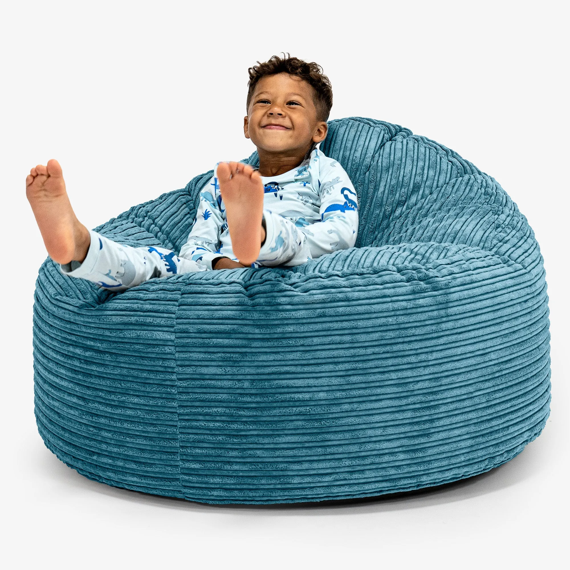 Kids Giant Snuggle Bean Bag 3-8 yr - Cord Aegean Blue