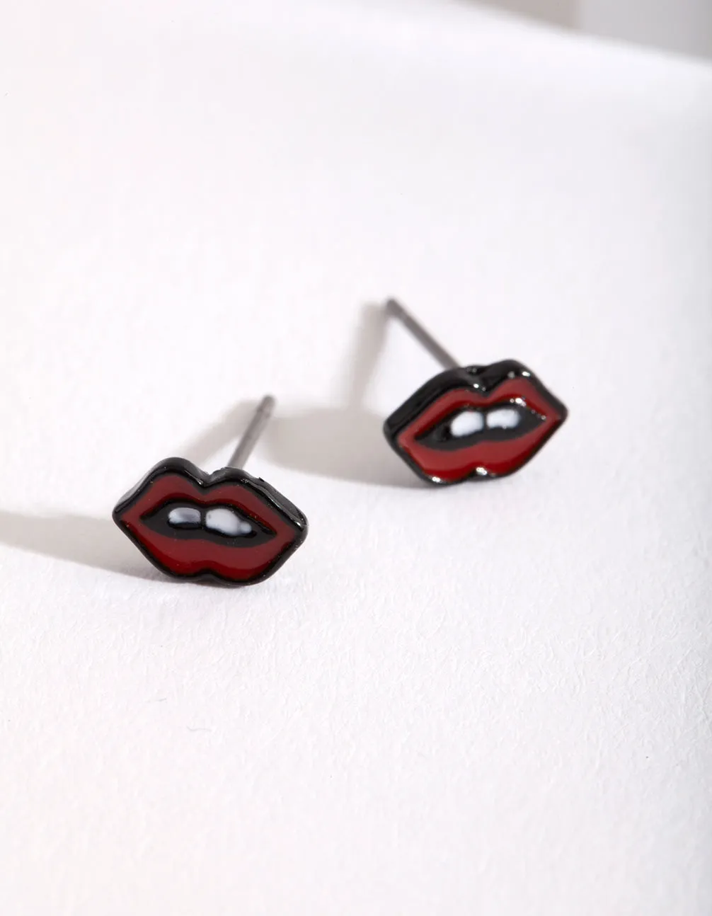 Kids Red Mouth Stud Earring