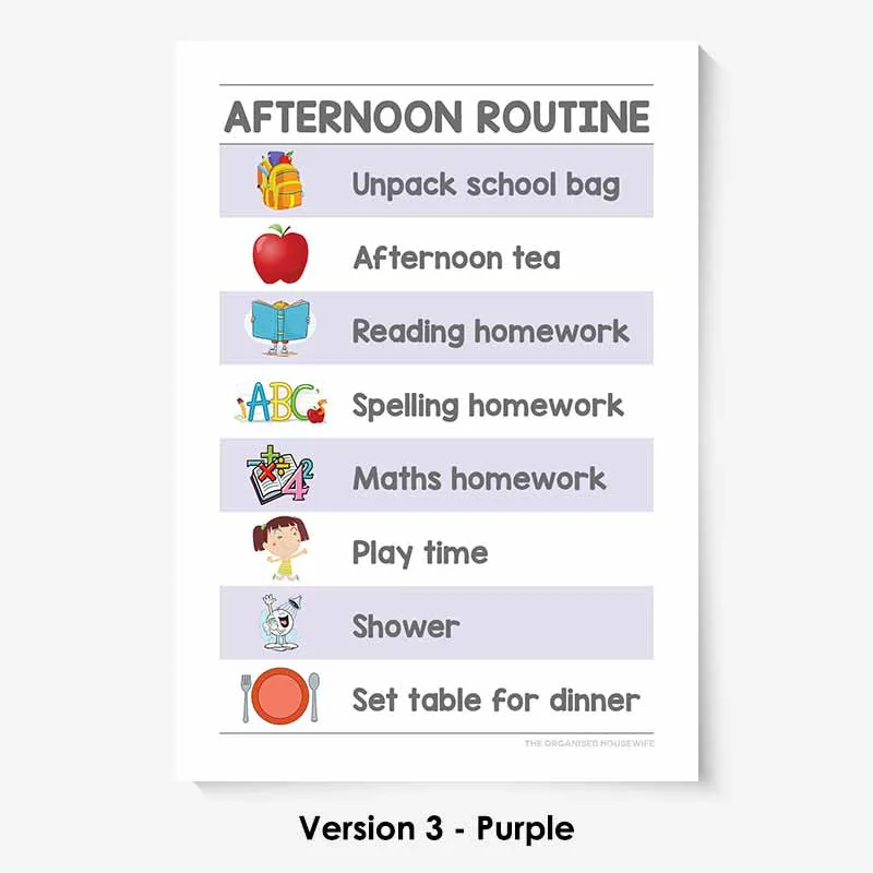 Kids Routine Charts - Afternoon