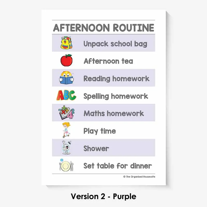 Kids Routine Charts - Afternoon