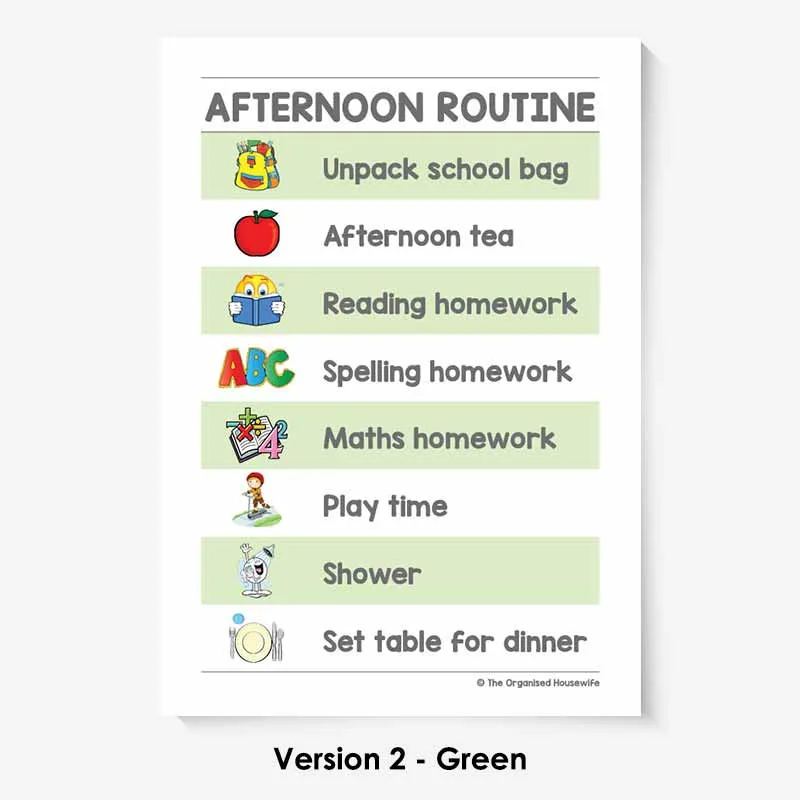 Kids Routine Charts - Afternoon