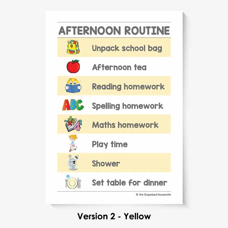 Kids Routine Charts - Afternoon