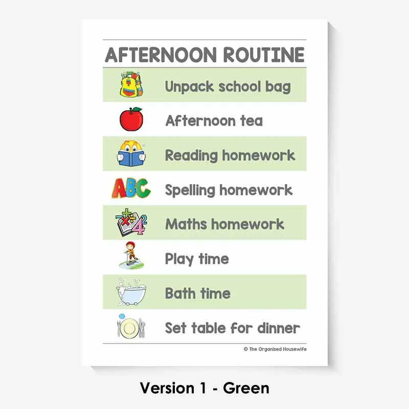 Kids Routine Charts - Afternoon