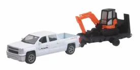 Kubota KX040 Excavator Toy with Chevy Pick up and Trailer