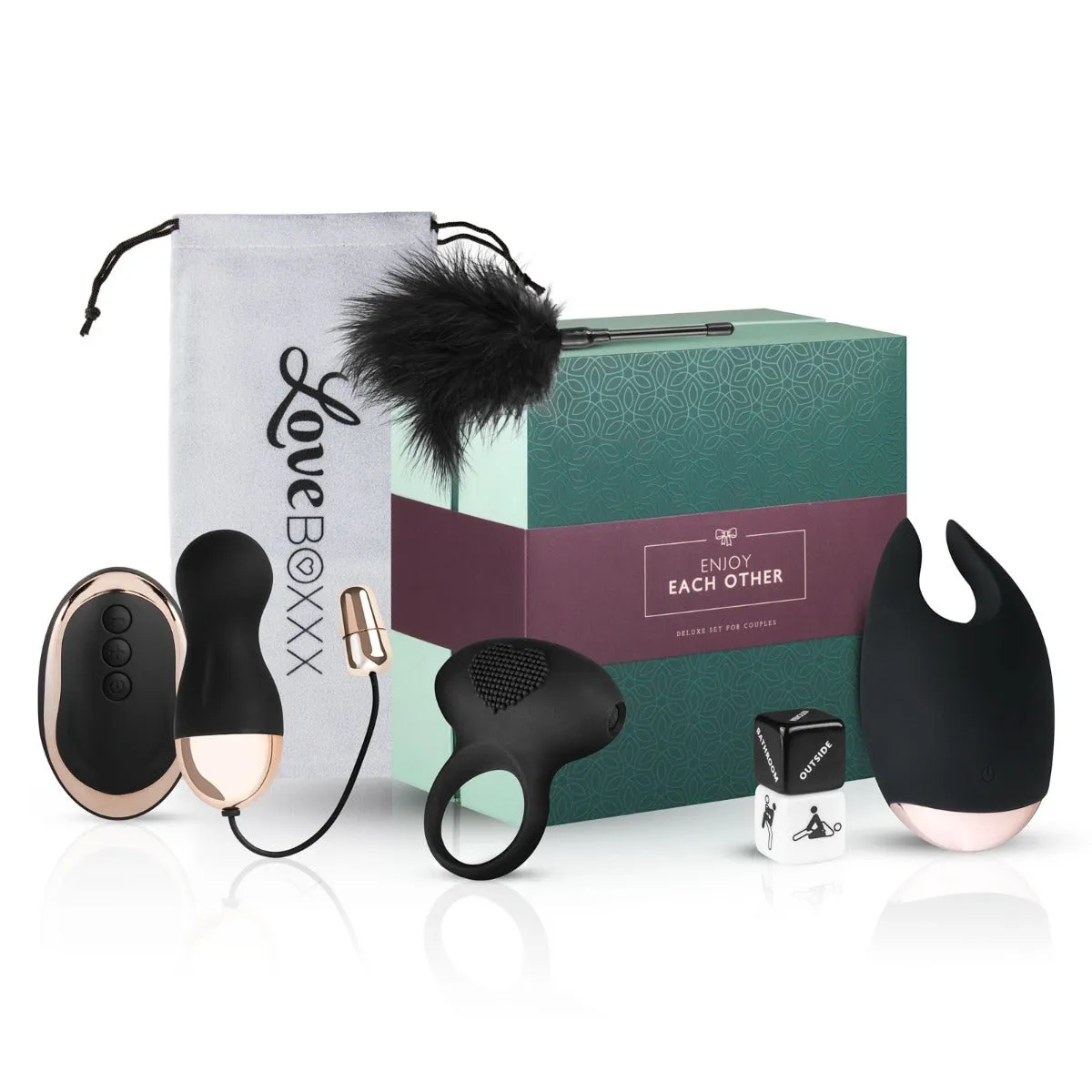 Loveboxxx Enjoy Each Other Deluxe Couple's Sex Toy Kit Black