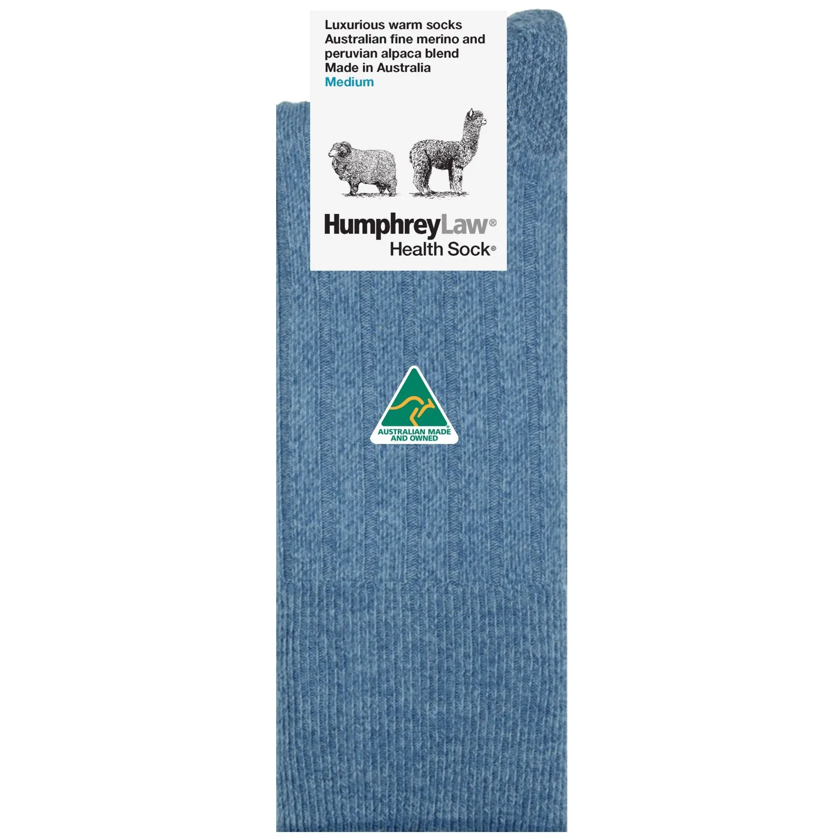 Luxuriously warm wool socks in Denim Blue - Aussie Made