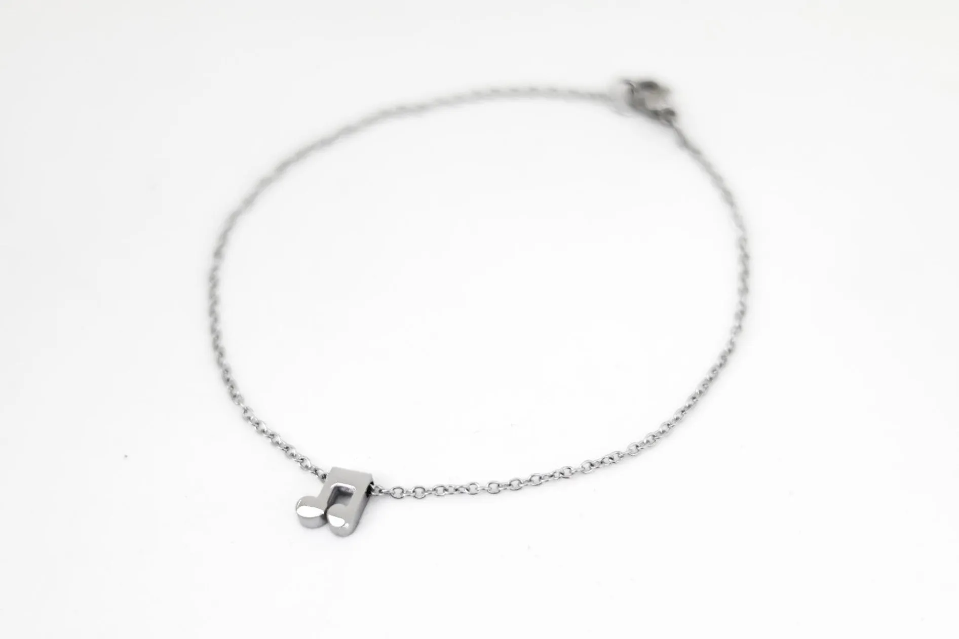 Music note bracelet, waterproof silver chain bracelet, tiny music note charm bracelet, gift for her