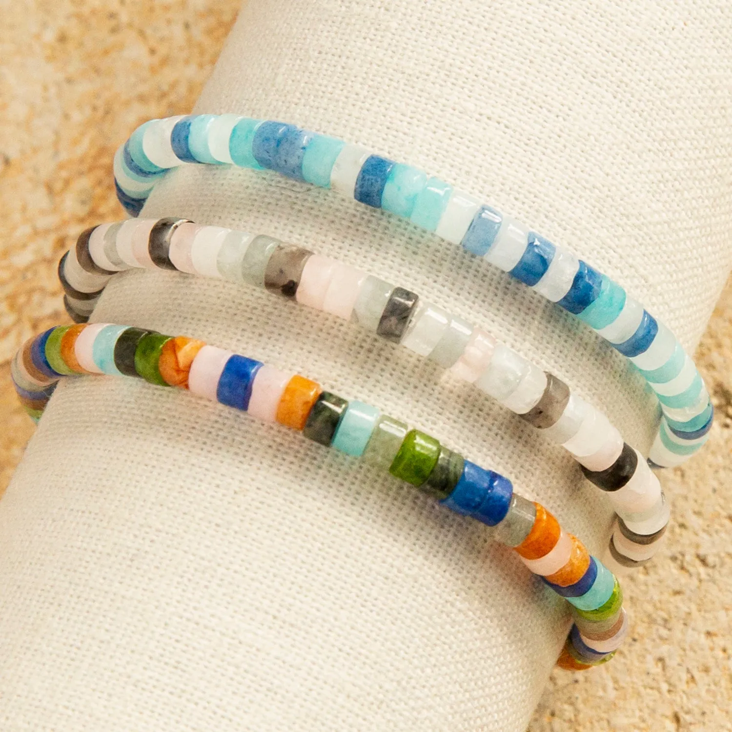 natural stone disc bracelet